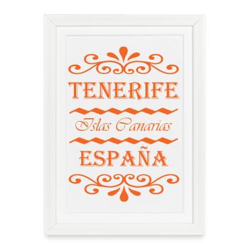 Tenerife Islas Canarias España Illustration - Affiche encadrée (27 × 37 cm) - blanc - Devant