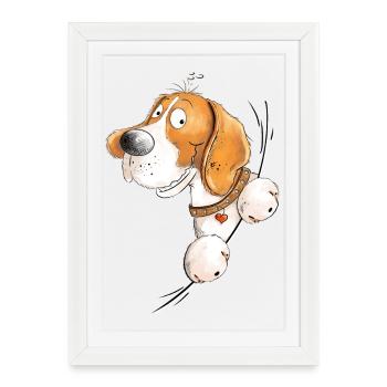 Beagle Love I Dog Breed Comic I Dog - Framed poster (27 × 37 cm) - white - Front