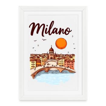 Milan Skyline – Italy's fashion and design metropolis - Framed poster (27 × 37 cm) - white - Front