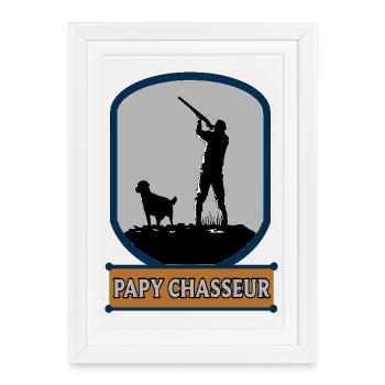 Papy chasseur - Affiche encadrée (27 × 37 cm) - blanc - Devant
