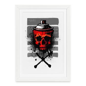 Spray de crânes urbains rouges - Affiche encadrée (27 × 37 cm) - blanc - Devant