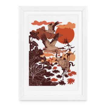 CRANES - Framed poster (27 × 37 cm) - white - Front