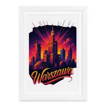 Varsovie Warszawa Capitale Pologne Cadeau - Affiche encadrée (27 × 37 cm) - blanc - Devant