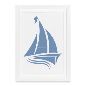 voilier voilier sailor silhouette minimaliste - Affiche encadrée (27 × 37 cm) - blanc - Devant