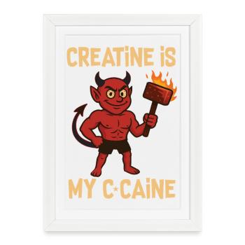 La créatine est mon obsession – Lifting légal Addiction - Affiche encadrée (27 × 37 cm) - blanc - Devant