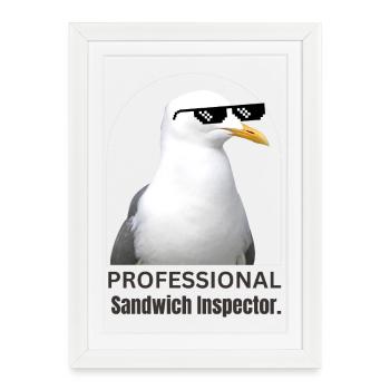 Mouette humoristique avec lunettes de soleil T-Shirt - Affiche encadrée (27 × 37 cm) - blanc - Devant