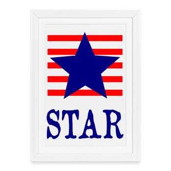 Étoile Patriotique à Rayures RedWhiteBlue - Affiche encadrée (27 × 37 cm) - blanc - Devant