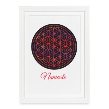 Namaste – Red & Black Flower of Life - Framed poster (27 × 37 cm) - white - Front