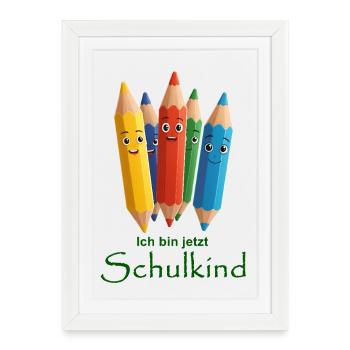 Colorful crayons with happy faces - Framed poster (27 × 37 cm) - white - Front