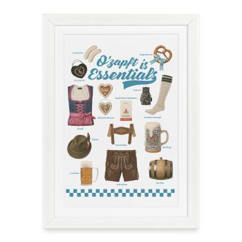 Motifs traditionnels de la fête de la bière sur les vêtements - Affiche encadrée (27 × 37 cm) - blanc - Devant