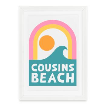 Cousins Beach – Retro Sunset Design - Framed poster (27 × 37 cm) - white - Front