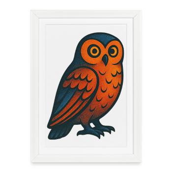 Hibou avec motif - Affiche encadrée (27 × 37 cm) - blanc - Devant