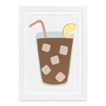 Illustration de verre à thé glacé au citron - Affiche encadrée (27 × 37 cm) - blanc - Devant