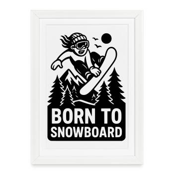 Né pour le snowboard Enfants Enfants Sport - Affiche encadrée (27 × 37 cm) - blanc - Devant