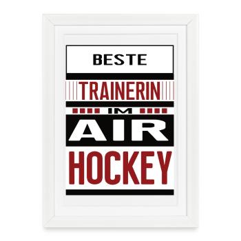Air Hockey Trainer Meilleur entraîneur de Air Hockey - Affiche encadrée (27 × 37 cm) - blanc - Devant