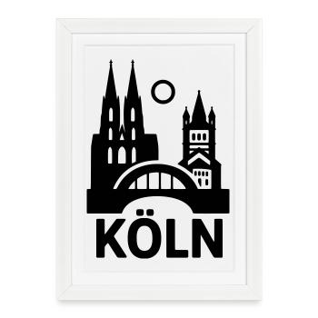 Cologne Silhouette - Affiche encadrée (27 × 37 cm) - blanc - Devant