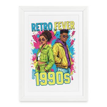 années 90 des années 90 musique coloré fête carnaval costume - Affiche encadrée (27 × 37 cm) - blanc - Devant