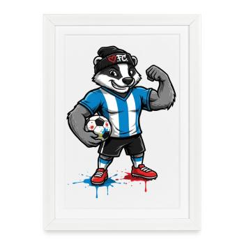 Panda héros du football dans le style FC - Affiche encadrée (27 × 37 cm) - blanc - Devant