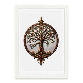 Tree of Life in Gold - Framed poster (27 × 37 cm) - white - Front