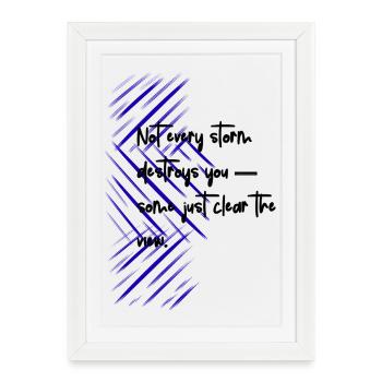 Trappe diagonale bleue Design abstrait - Affiche encadrée (27 × 37 cm) - blanc - Devant