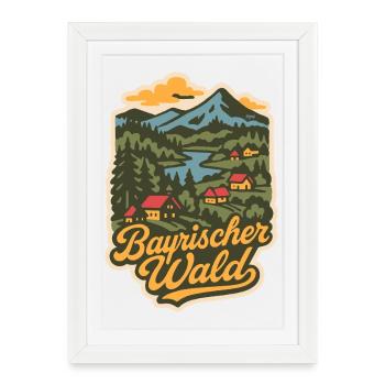Forêt bavaroise Allemagne - Affiche encadrée (27 × 37 cm) - blanc - Devant