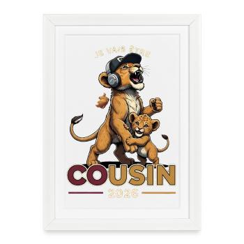 Futur Cousin 2026 Annonce Grossesse Cadeau - Affiche encadrée (27 × 37 cm) - blanc - Devant
