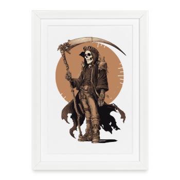 Steampunk Grim Reaper – Style Industriel - Affiche encadrée (27 × 37 cm) - blanc - Devant