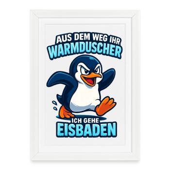 Eisbaden Pingiun Lustiger Spruch - Framed poster (27 × 37 cm) - white - Front