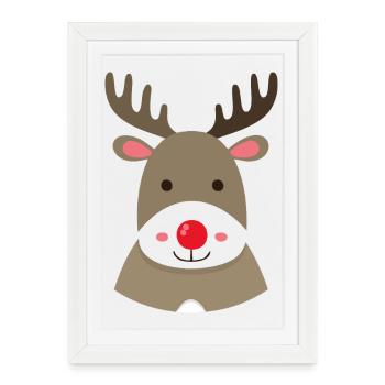 Motif de dessin animé Rudolph Renne - Affiche encadrée (27 × 37 cm) - blanc - Devant