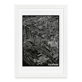 Leipzig Birdeye - Affiche encadrée (27 × 37 cm) - blanc - Devant