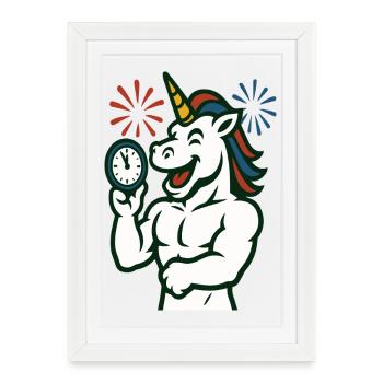 Mascotte illustrée du Temps de la Licorne Forte - Affiche encadrée (27 × 37 cm) - blanc - Devant