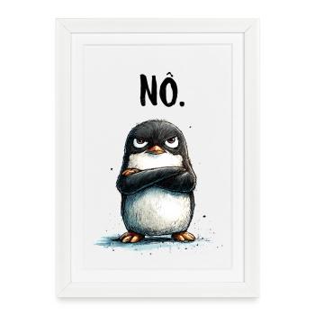 Grummeliger Pinguin Nö Statement Motiv - Affiche encadrée (27 × 37 cm) - blanc - Devant