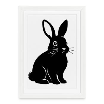 Silhouette de lapin, Vecteur noir - Affiche encadrée (27 × 37 cm) - blanc - Devant