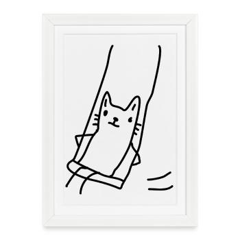 Balançoires de chat - Affiche encadrée (27 × 37 cm) - blanc - Devant
