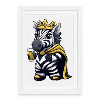 Le roi de la bière zèbre - Affiche encadrée (27 × 37 cm) - blanc - Devant