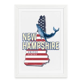 Souvenir du New Hampshire, États-Unis, - Affiche encadrée (27 × 37 cm) - blanc - Devant