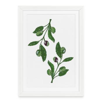 olive branches Mosaic Green - Framed poster (27 × 37 cm) - white - Front