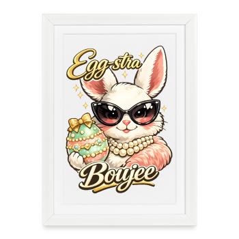 Pâques du lapin de Pâques Eggstra Boujee - Affiche encadrée (27 × 37 cm) - blanc - Devant