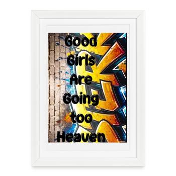 Graffiti de bonnes filles qui vont au paradis - Affiche encadrée (27 × 37 cm) - blanc - Devant