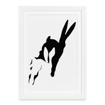 Bunny runs shadow bunny Easter bunny rabbit hop - Framed poster (27 × 37 cm) - white - Front