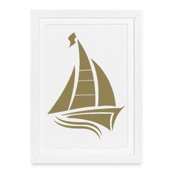 voilier voilier sailor silhouette minimaliste - Affiche encadrée (27 × 37 cm) - blanc - Devant