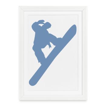 Snowboardeur minimaliste sports d’hiver - Affiche encadrée (27 × 37 cm) - blanc - Devant