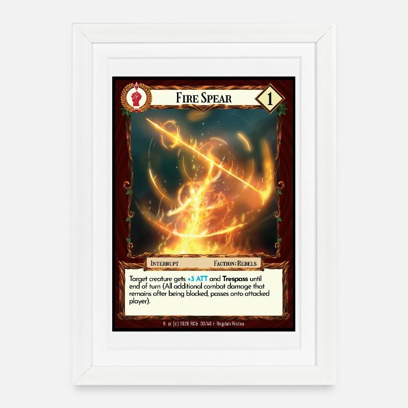 Fire Spear - Gerahmtes Poster (27 × 37 cm) - Weiß