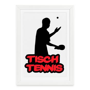 Lettrage rétro tennis de table - Affiche encadrée (27 × 37 cm) - blanc - Devant