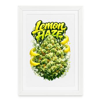 Lemon Haze Citron Graffiti Imprimé - Affiche encadrée (27 × 37 cm) - blanc - Devant