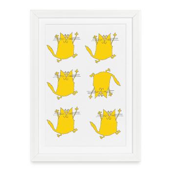 Happy Yellow Cats Dance - Framed poster (27 × 37 cm) - white - Front