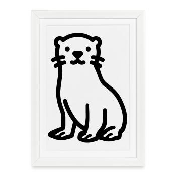 loutre - Affiche encadrée (27 × 37 cm) - blanc - Devant