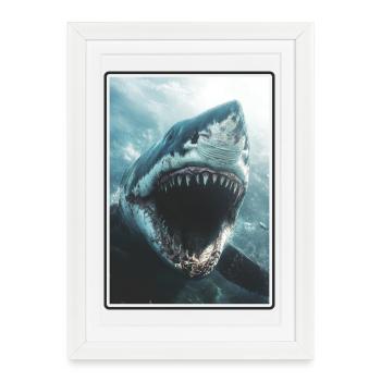 Grand requin blanc Grand requin blanc - Affiche encadrée (27 × 37 cm) - blanc - Devant