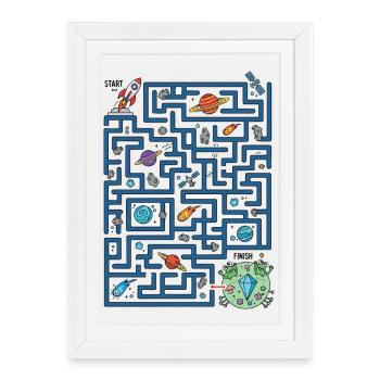 Chemin de la fusée du Labyrinthe Spatial - Affiche encadrée (27 × 37 cm) - blanc - Devant