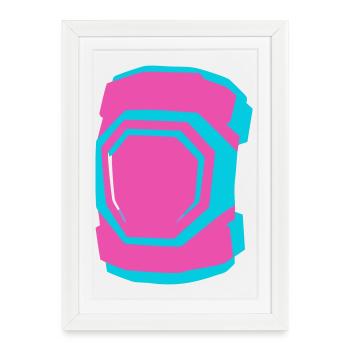 Genouillères, patinage à roulettes, roller derby, patinage - Affiche encadrée (27 × 37 cm) - blanc - Devant